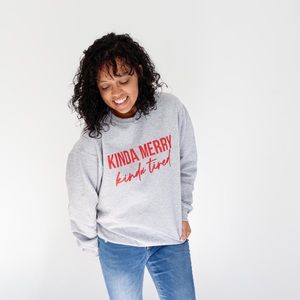 Jam Threads Kinda Merry Kinda Tired Pullover Crew Sweatshirt Size XL